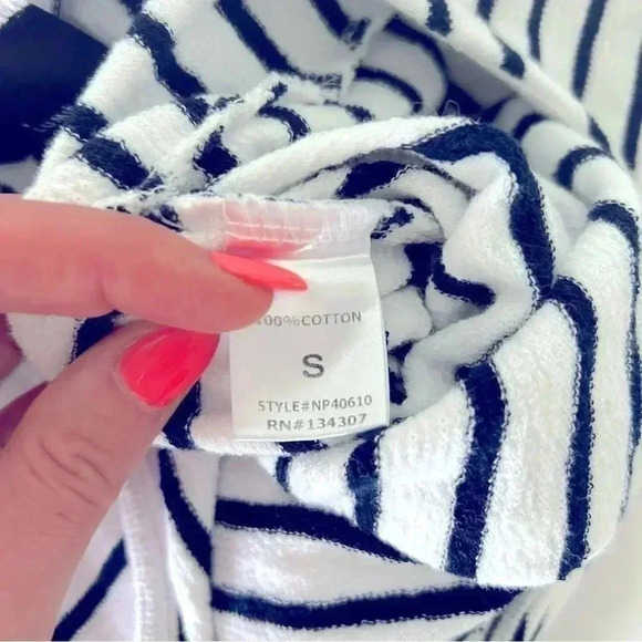 100% Cotton Lumiere white striped jumper womens size small shorts romper - Picture 5 of 6